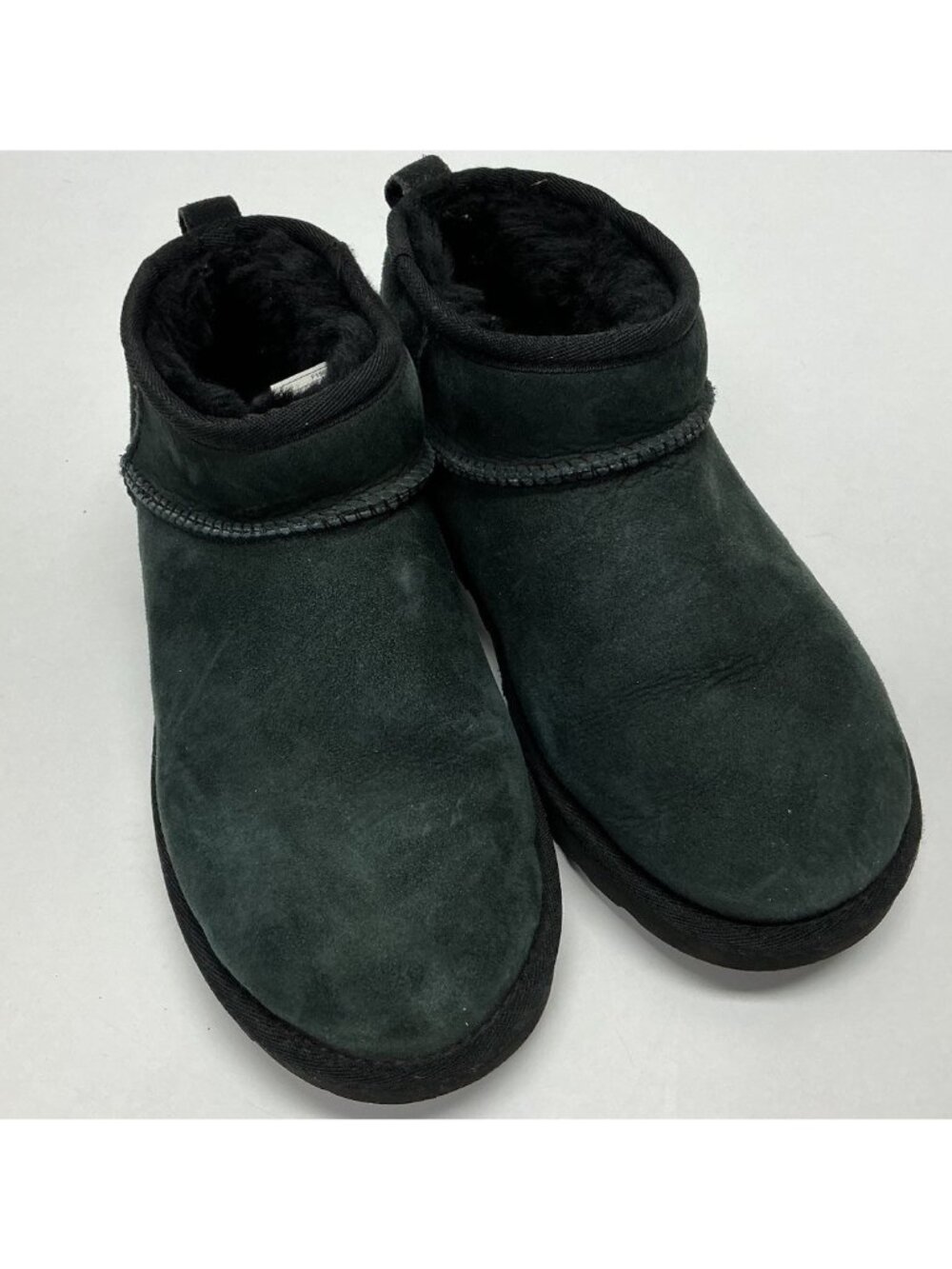 Womens Ugg Classic Ultra Mini Black Shearling Lined Comfort Casual Boots Size 7